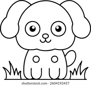 Cute cartoon dog outline with transparent background