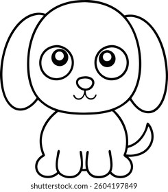 Cute cartoon dog outline with transparent background