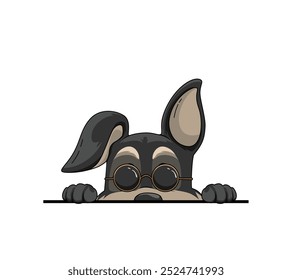 Cute Cartoon dog peeking fluffy illustration. animal isolated. Animal illustration collection. dog Cartoon character