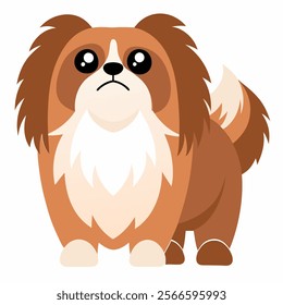 Cute cartoon dog pikines isolated on white background. Side view. Vector illustration.