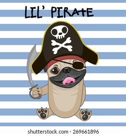 Cute cartoon Dog in a pirate hat