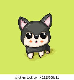 Cute cartoon Dog. Pixel art. Isolated vector design. 