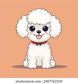 Cute cartoon dog of a cute poodle. Vector illustration in flat style.