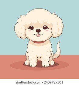 Cute cartoon dog of a cute poodle. Vector illustration in flat style.