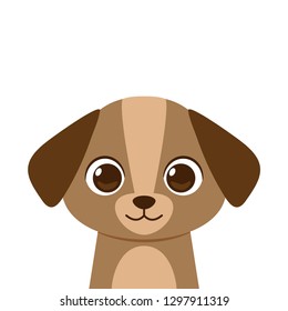 Cute cartoon dog. Portrait of a little friendly puppy. Vector illustration