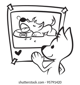 Cute cartoon dog posting his photo.