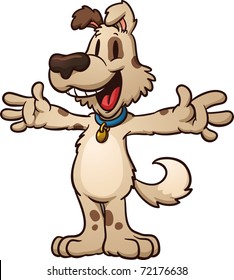 Cute cartoon dog ready for a hug. Vector illustration with simple gradients.