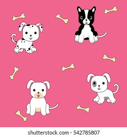 Cute cartoon dog  seamless pattern, vector illustration