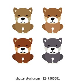 Cute Cartoon dog set. Vector illustration.