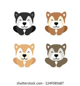 Cute Cartoon dog set. Vector illustration.