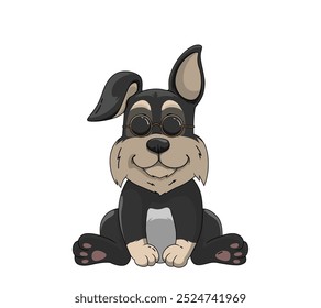 Cute Cartoon dog sitting fluffy illustration. animal isolated. Animal illustration collection. dog Cartoon character