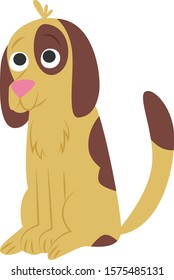 Cute cartoon dog sitting and looking up.