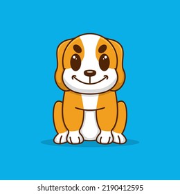cute cartoon dog sitting vector illustration