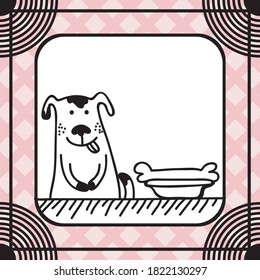 Cute cartoon dog sketch. Vector illustration