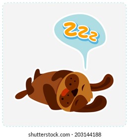 cute cartoon dog is sleeping - vector illustration