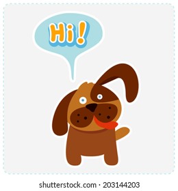 cute cartoon dog and a speaking bubble - vector illustration