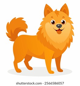 Cute cartoon dog spitz isolated on white background. Side view. Vector illustration.