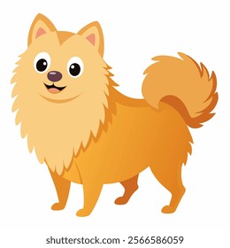 Cute cartoon dog spitz isolated on white background. Side view. Vector illustration.