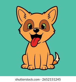 Cute Cartoon Dog Sticker – Happy Puppy with Tongue Out Vector Illustration