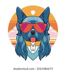 Cute cartoon Dog Vector Art Illustration, puppy character with a cheerful face expression, animal with joyful fun bright colors promoting themes of happiness, pets care dog mom, loyalty dog dad love