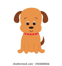 Cute cartoon dog. Vector flat illustration.