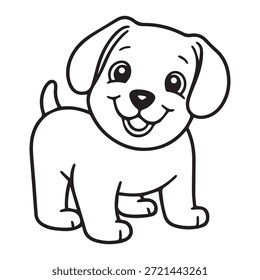 Netter Zeichentrickhund. Handgezeichnete Vektorgrafik mit Linien. Färbung für Kinder. 