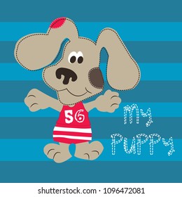 cute cartoon dog vector illustration, T-shirt graphics design