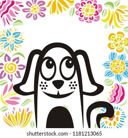 Cute cartoon dog. Vector illustration