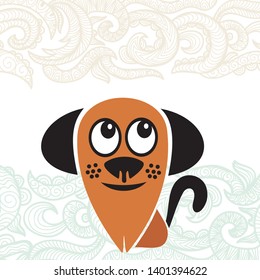 Cute cartoon dog. Vector illustration