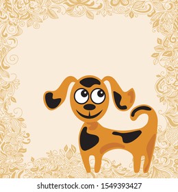 Cute cartoon dog. Vector illustration