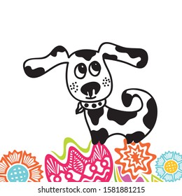 Cute cartoon dog. Vector illustration