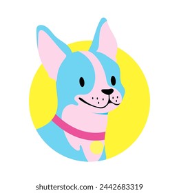 Cute cartoon dog. Vector illustration in flat style. For logo, print, card, poster, clothing design