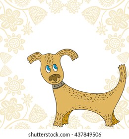 Cute cartoon dog. Vector illustration.