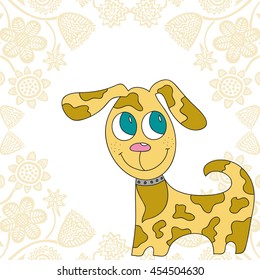 Cute cartoon dog. Vector illustration.