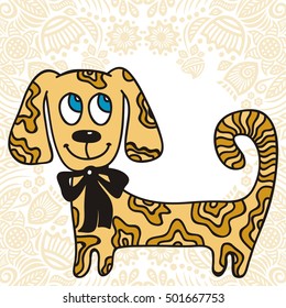 Cute cartoon dog. Vector illustration.