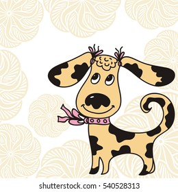 Cute cartoon dog. Vector illustration.