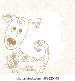 Cute cartoon dog. Vector illustration.