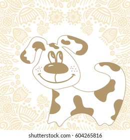Cute cartoon dog. Vector illustration.