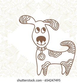 Cute cartoon dog. Vector illustration.