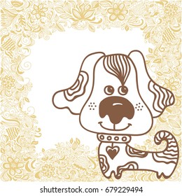 Cute cartoon dog. Vector illustration.