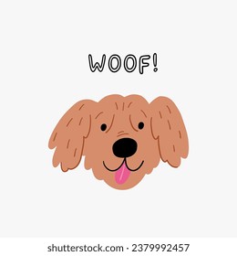 Cute cartoon dog - vector prin in flat style. Pet portrait - Flat vector illustration isolated on white background