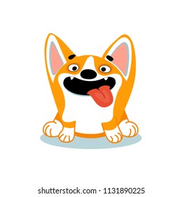 Cute cartoon dog of welsh corgi pembroke. Vector illustration of nice puppy. Good for cards, pet shops, veterinary clinics and also for children's design.