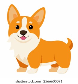 Cute cartoon dog welsh corgi isolated on white background. Side view. Vector illustration.