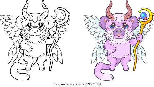 cute cartoon dog wizard, funny illustration design