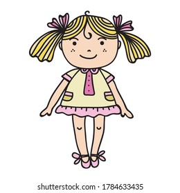 Cute cartoon doll. Vector illustration