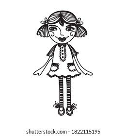 Hermosa muñeca de dibujos animados. Ilustración del vector