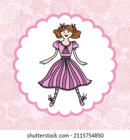 Cute cartoon doll. Vector illustration