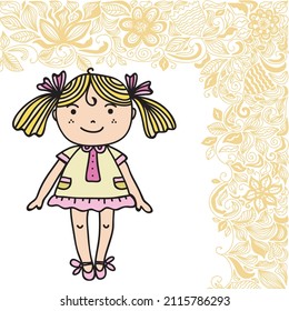 Cute cartoon doll. Vector illustration