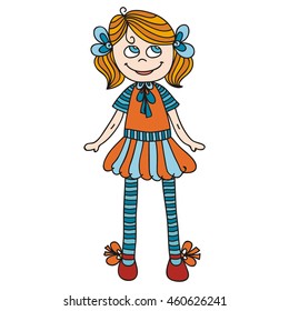 Cute cartoon doll. Vector illustration.