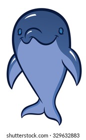 Cute cartoon dolphin isolated on white background - hand drawn vector illustration
